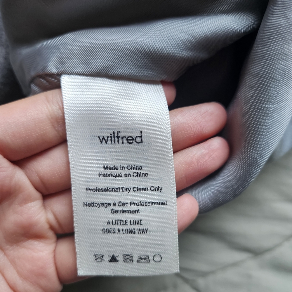 WILFRED Essonne Skirt Wool Cashmere Italy Light Grey Size 4 Aritzia - Picture 9 of 9